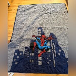 Pottery Barn Kids Spider-Man Themed Blue and Gray Quilt